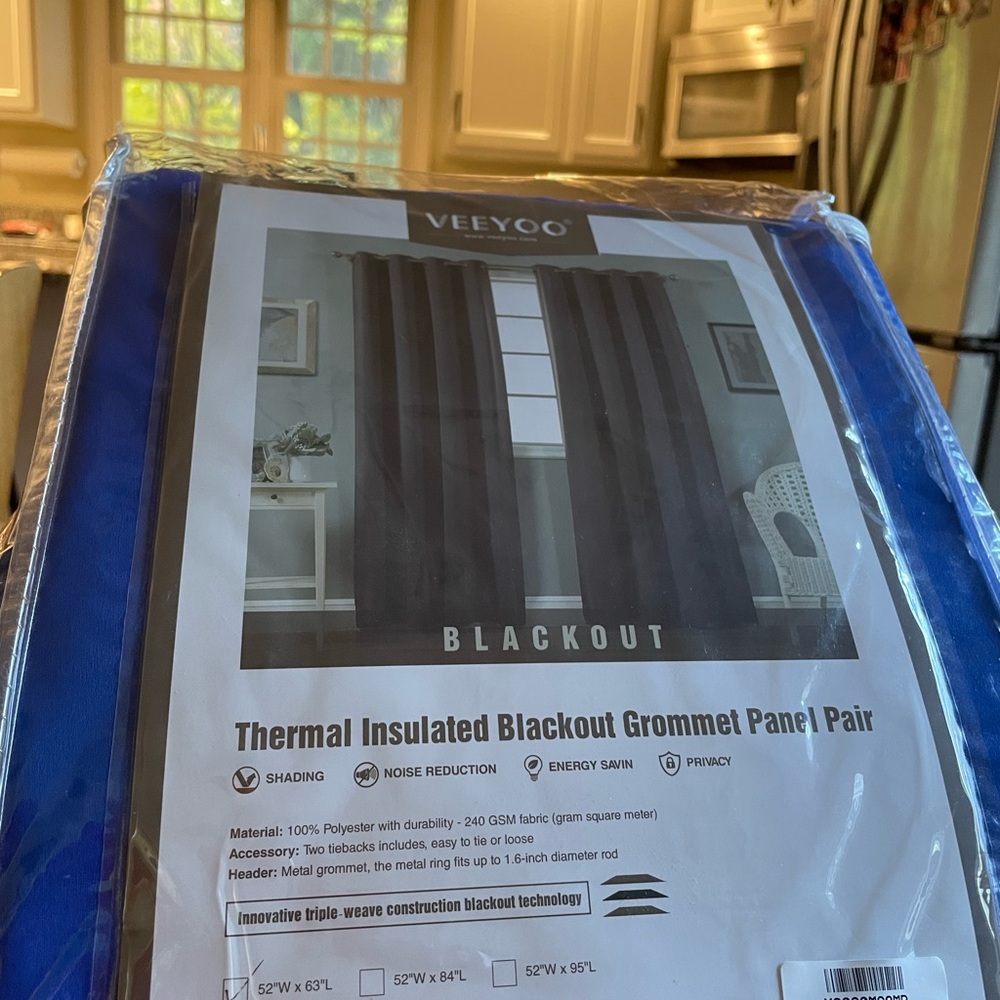 Blackout Thermal Insulated Curtain Panel Pair - Blue